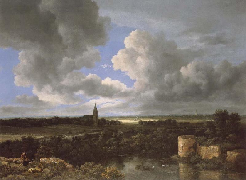 Jacob van Ruisdael A Landscape with a Ruined Castle and a Church Sweden oil painting art